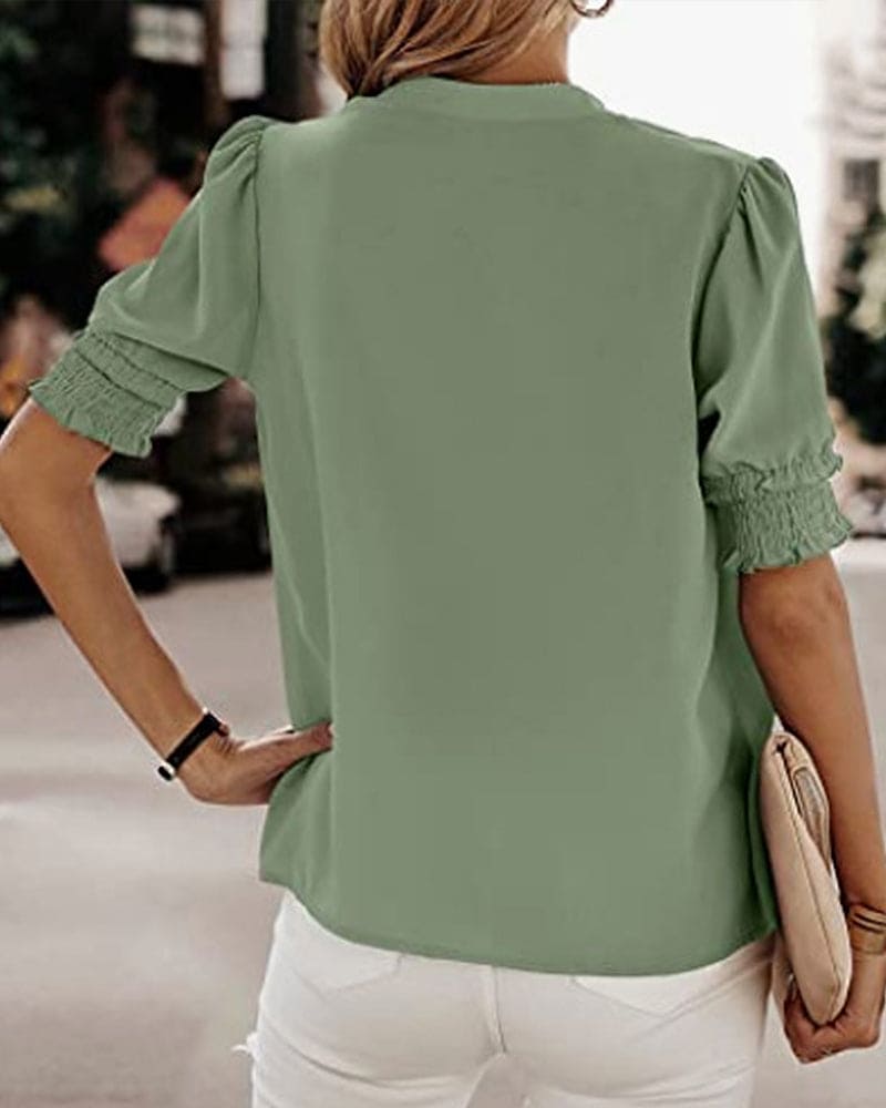 Mia - V-Neck Short Sleeve Blouse