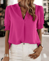 Mia - V-Neck Short Sleeve Blouse