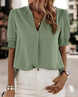 Mia - V-Neck Short Sleeve Blouse