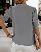 Mia - V-Neck Short Sleeve Blouse